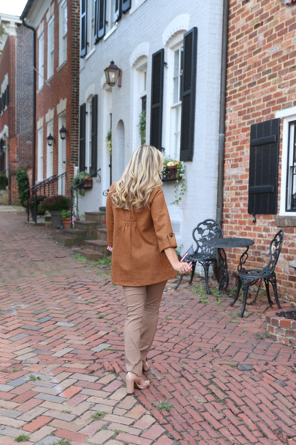Boho Chic Suede Jacket - Cognac