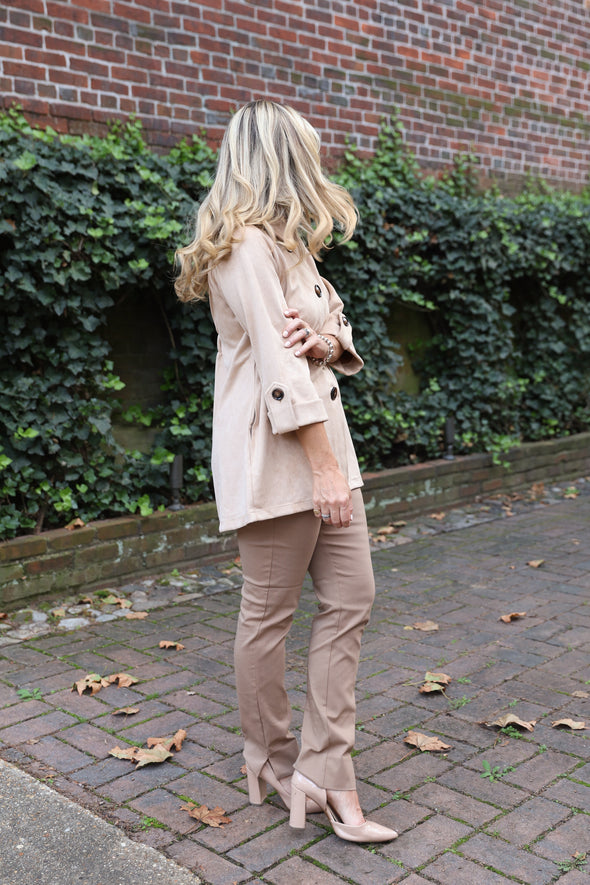 Boho Chic Suede Jacket - Taupe