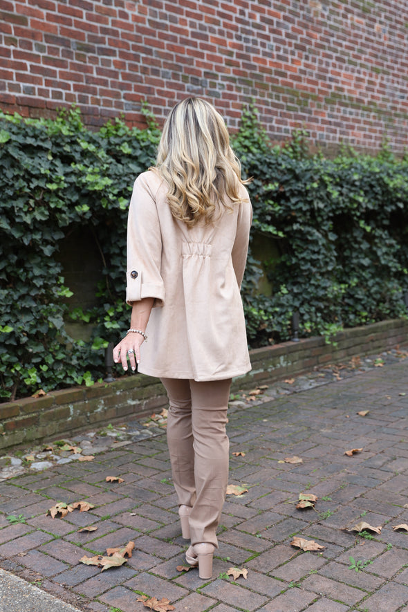 Boho Chic Suede Jacket - Taupe