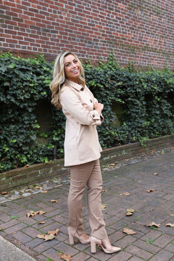 Boho Chic Suede Jacket - Taupe