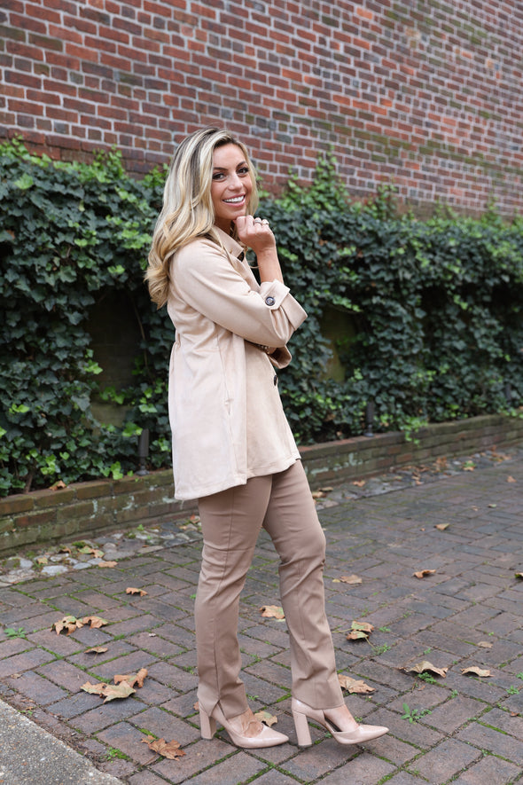 Boho Chic Suede Jacket - Taupe