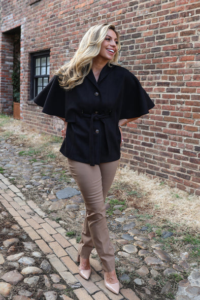 Boho Cape Jacket - Black