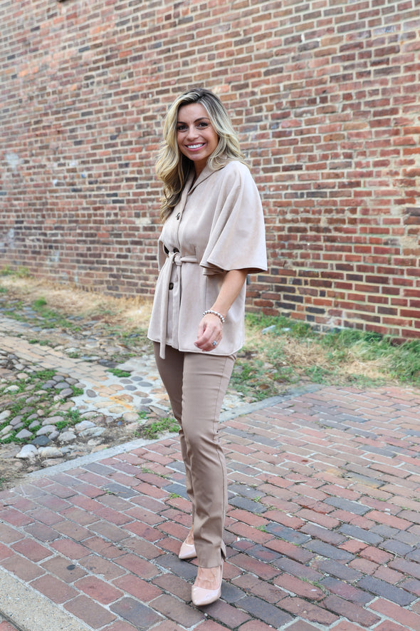 Boho Cape Jacket - Taupe