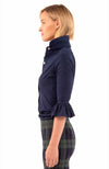 Side view of the Gretchen Scott Priss Chiffon Blouse - Navy