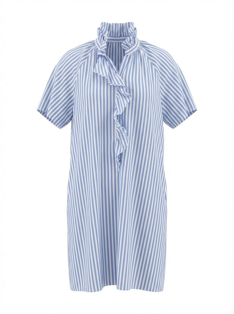short striped dress with knot Mango Short Striped Dress With Knot - Sky Blue
