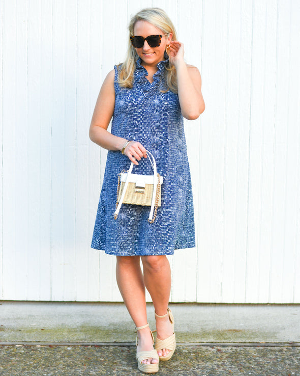 Outside Duffield Lane Somerset Dress in Blue Scales