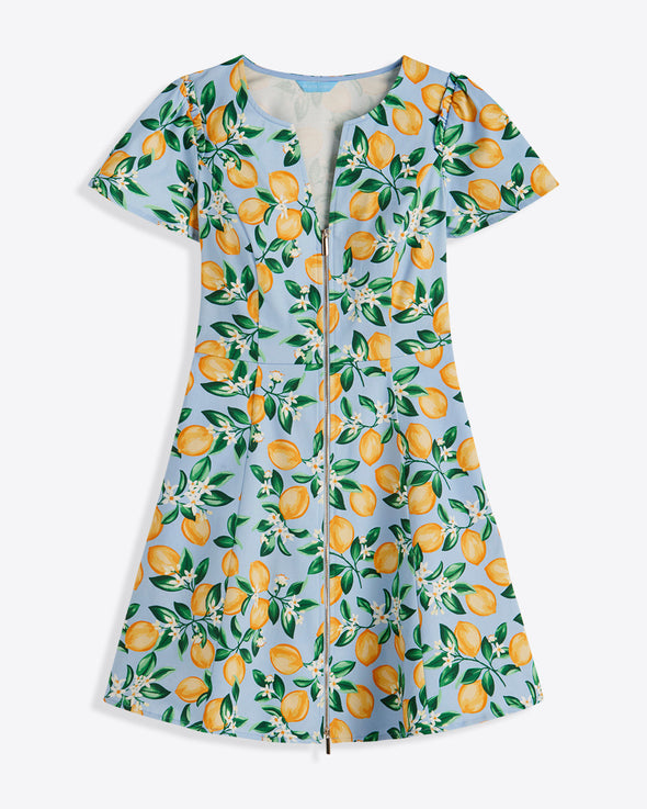 Flat view of the Draper James Mae Love Circle Dress - Lemon Blossom