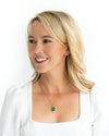 Model in the Susan Shaw Dainty Collins Necklace - Evergreen