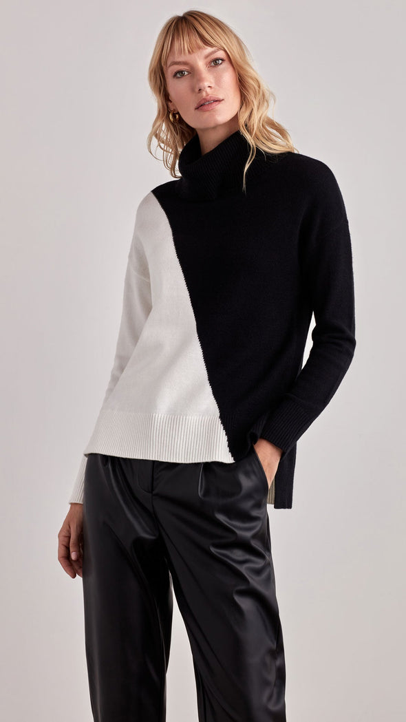 Ellen Tracy Boxwood Sweater - Black/Marshmellow