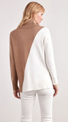 Back view of the Ellen Tracy Boxwood Sweater - Camel/Marshmallow