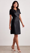 Full body view of the Ellen Tracy Mixed Media Flare Dress - Black