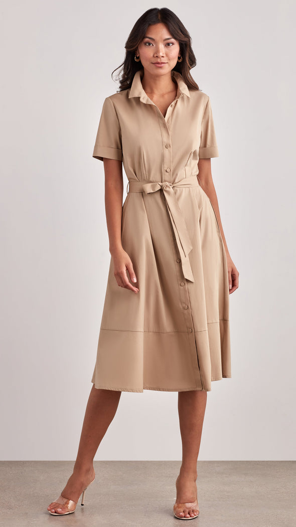 Full body front view of the Ellen Tracy Fox Hill Dress