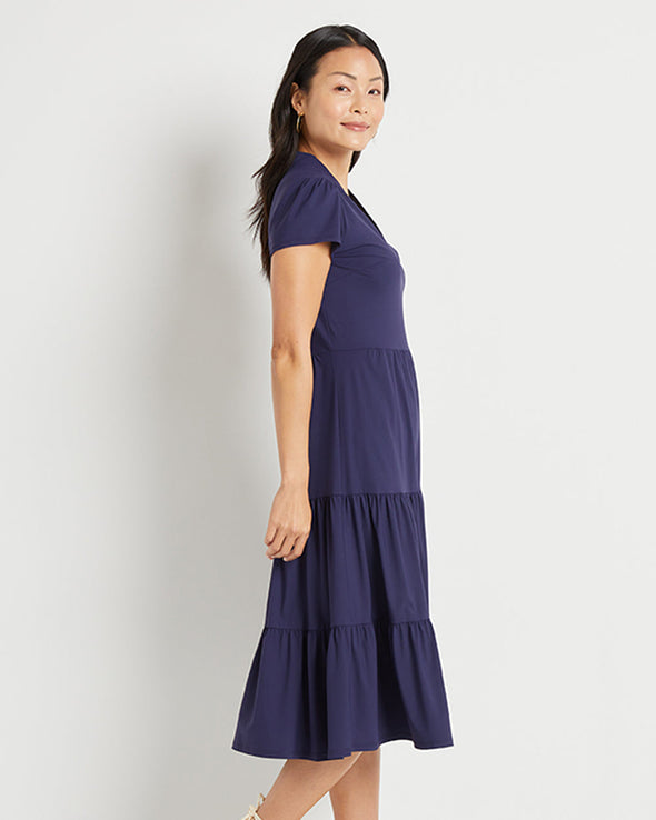 Side view of Jude Connally Libby Dress in Navy