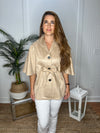 Model in the Boho Cape Jacket - Taupe