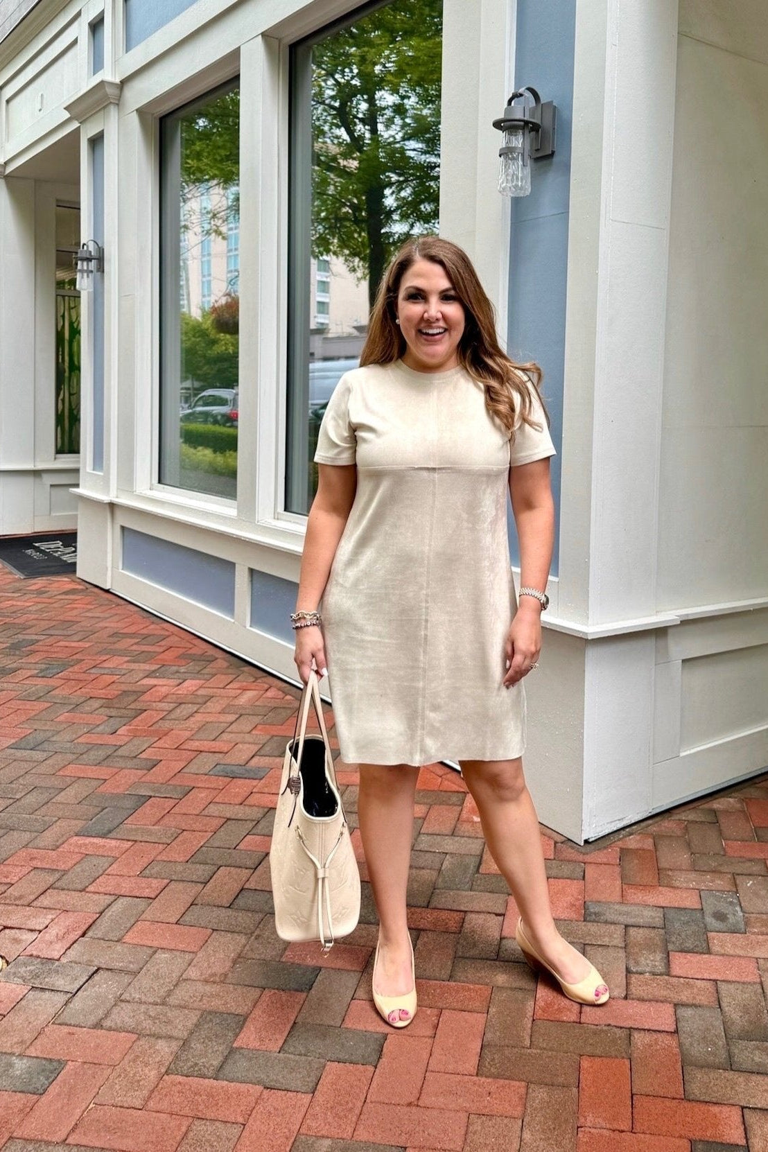 cream suede dress Conner Faux Suede Dress Large