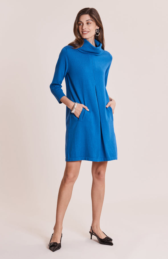 Full body view of the Tyler Böe Kim Cowl Dress - Sapphire Cotton Cashmere