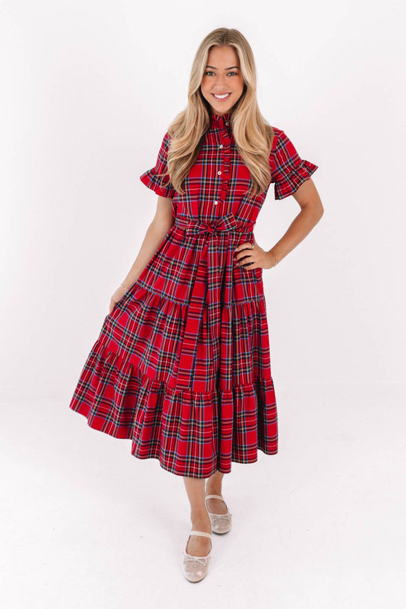 J. Marie Hollin Midi Dress - Red Plaid