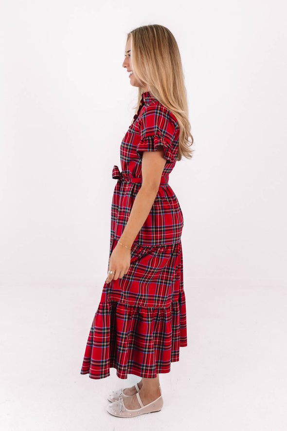 J. Marie Hollin Midi Dress - Red Plaid