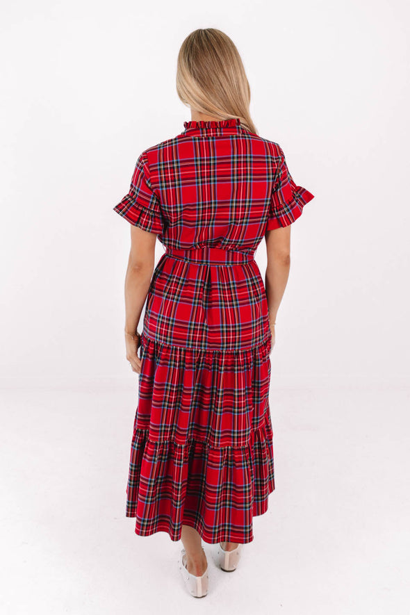 J. Marie Hollin Midi Dress - Red Plaid
