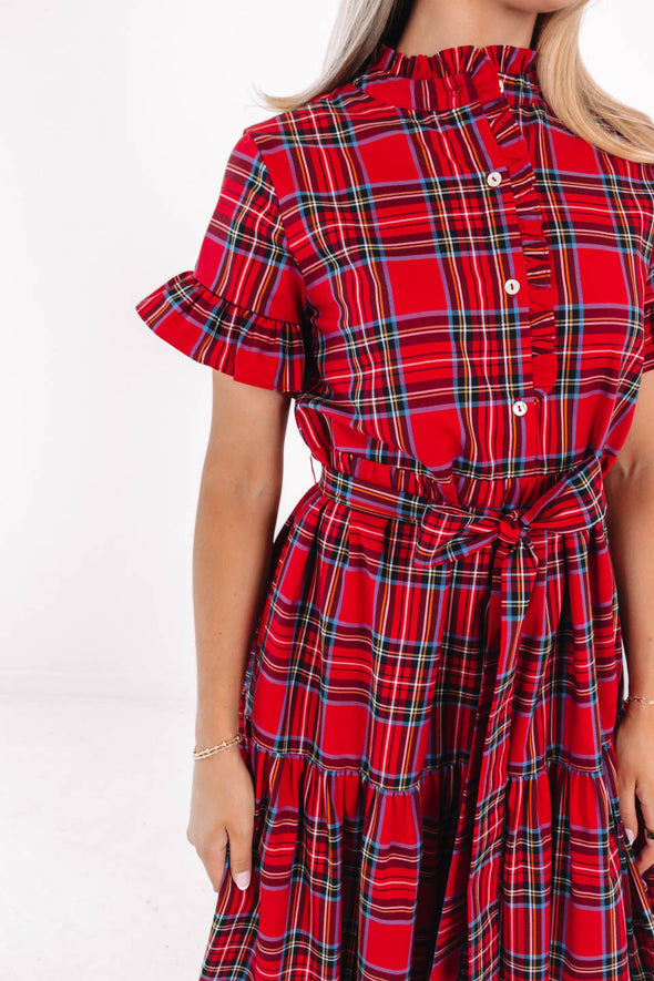 J. Marie Hollin Midi Dress - Red Plaid