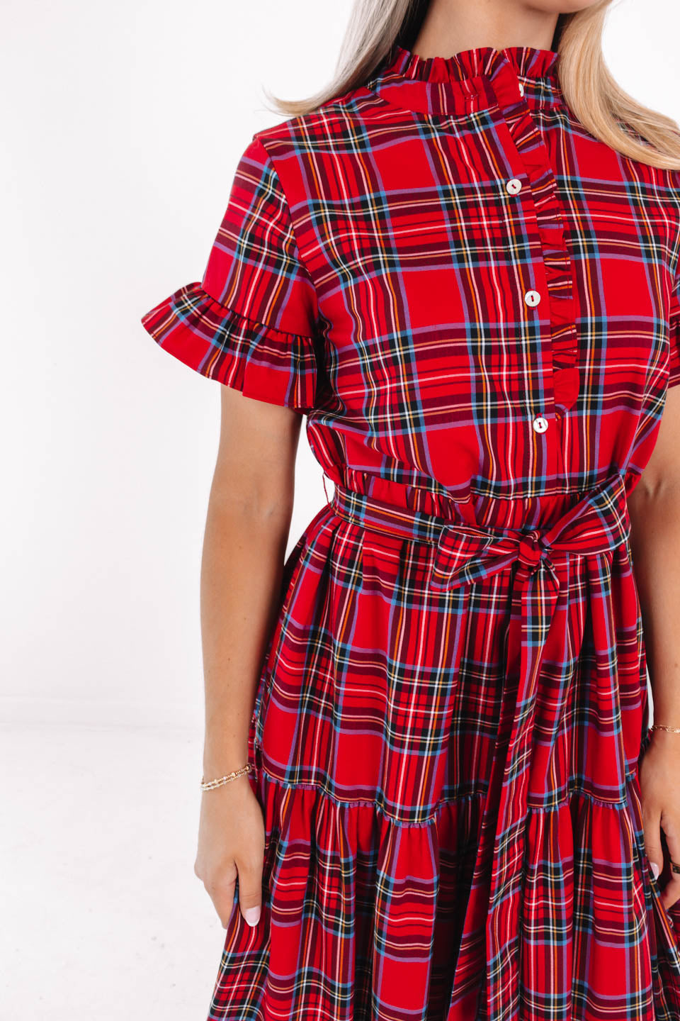fitted lace wedding dress Pyper Oversized Collar Cotton Puff Sleeve Midi Dress - Red Plaid | Occasion fitted lace wedding dress Pyper Oversized Collar Cotton Puff Sleeve Midi Dress - Red Plaid | Occasion