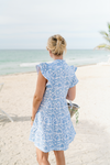 Back view of the Sail to Sable Flutter Sleeve Flare Dress - Beach Splash