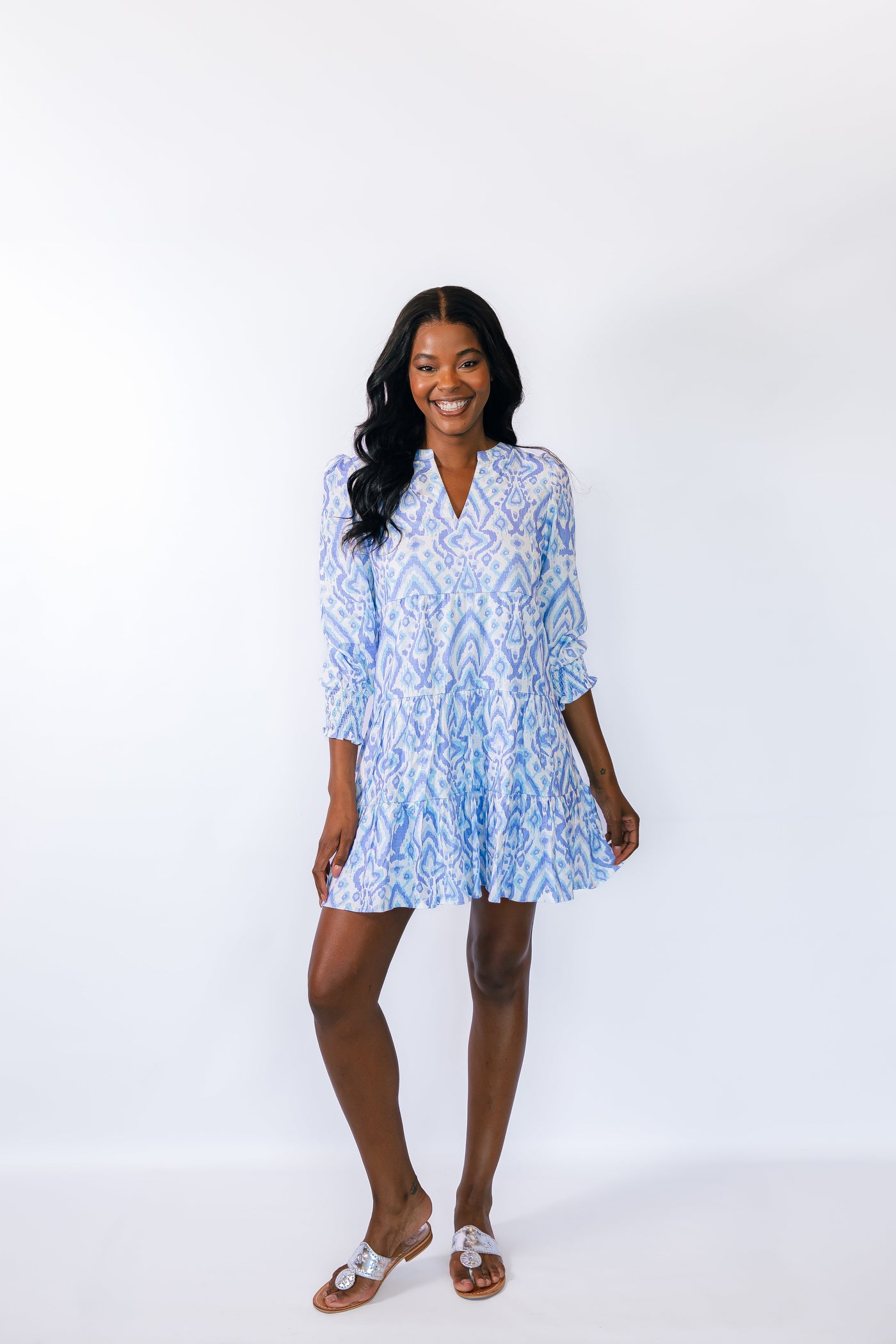Sail to Sable Long Sleeve Tunic Flare Dress in Ikat – THE LUCKY KNOT