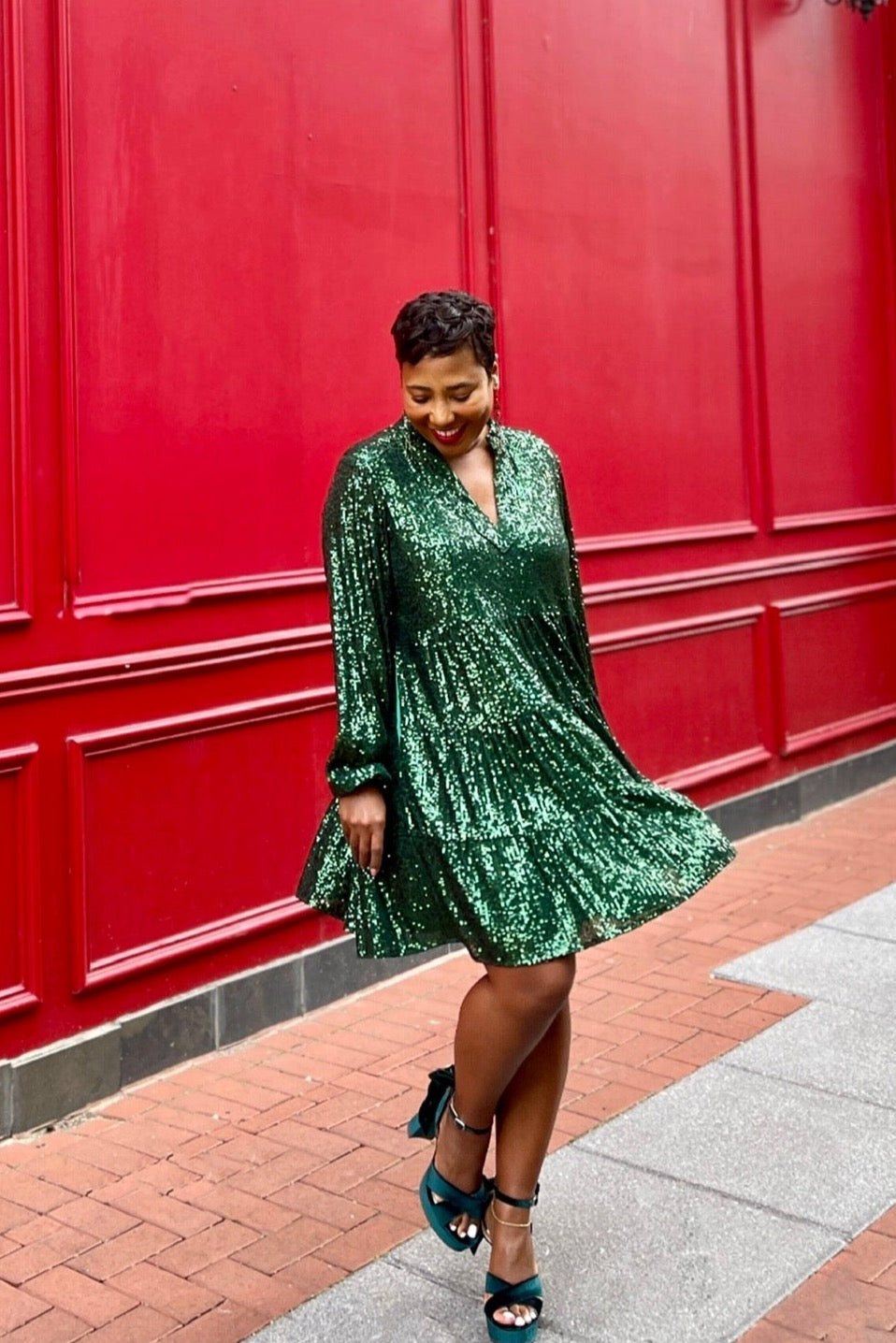 Emerald Sequin Charlotte Dress Emerald / M / SCH2301 Emerald Sequin Charlotte Dress Emerald / M / SCH2301
