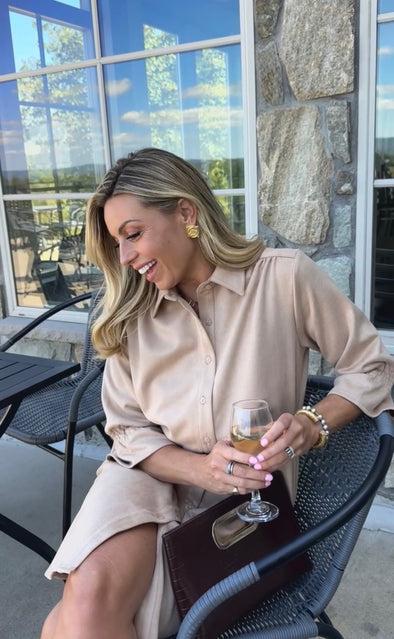 The Elizabeth Suede Dress - Beige