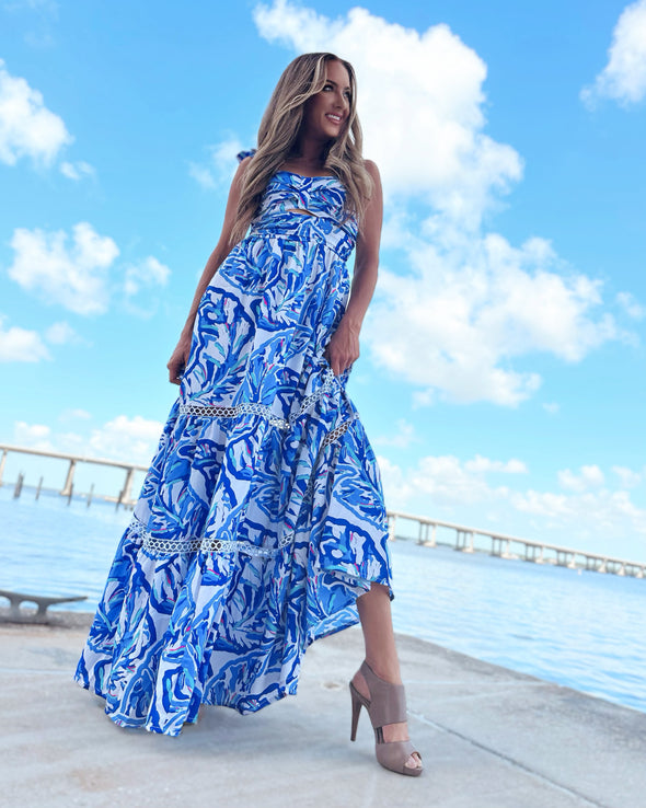 Southern Frock Mimi Maxi Dress - Blue Palms