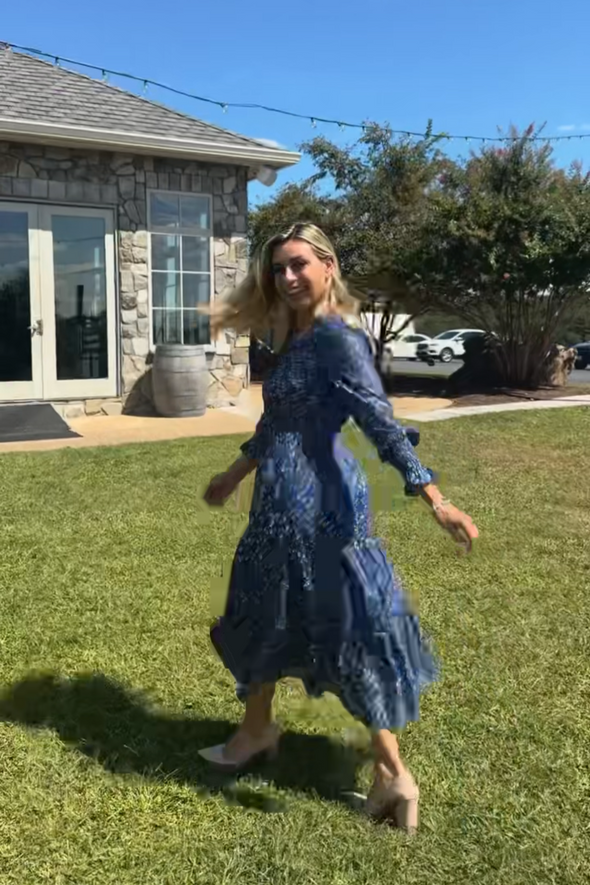 Sail To Sable x The Lucky Knot Middleton Midi Dress - Navy Peony