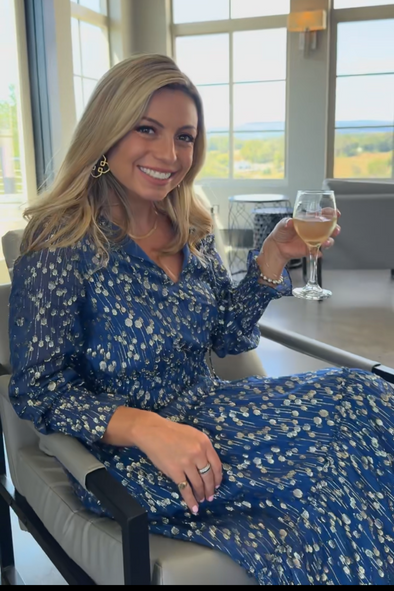 Sail To Sable x The Lucky Knot Middleton Midi Dress - Navy Peony