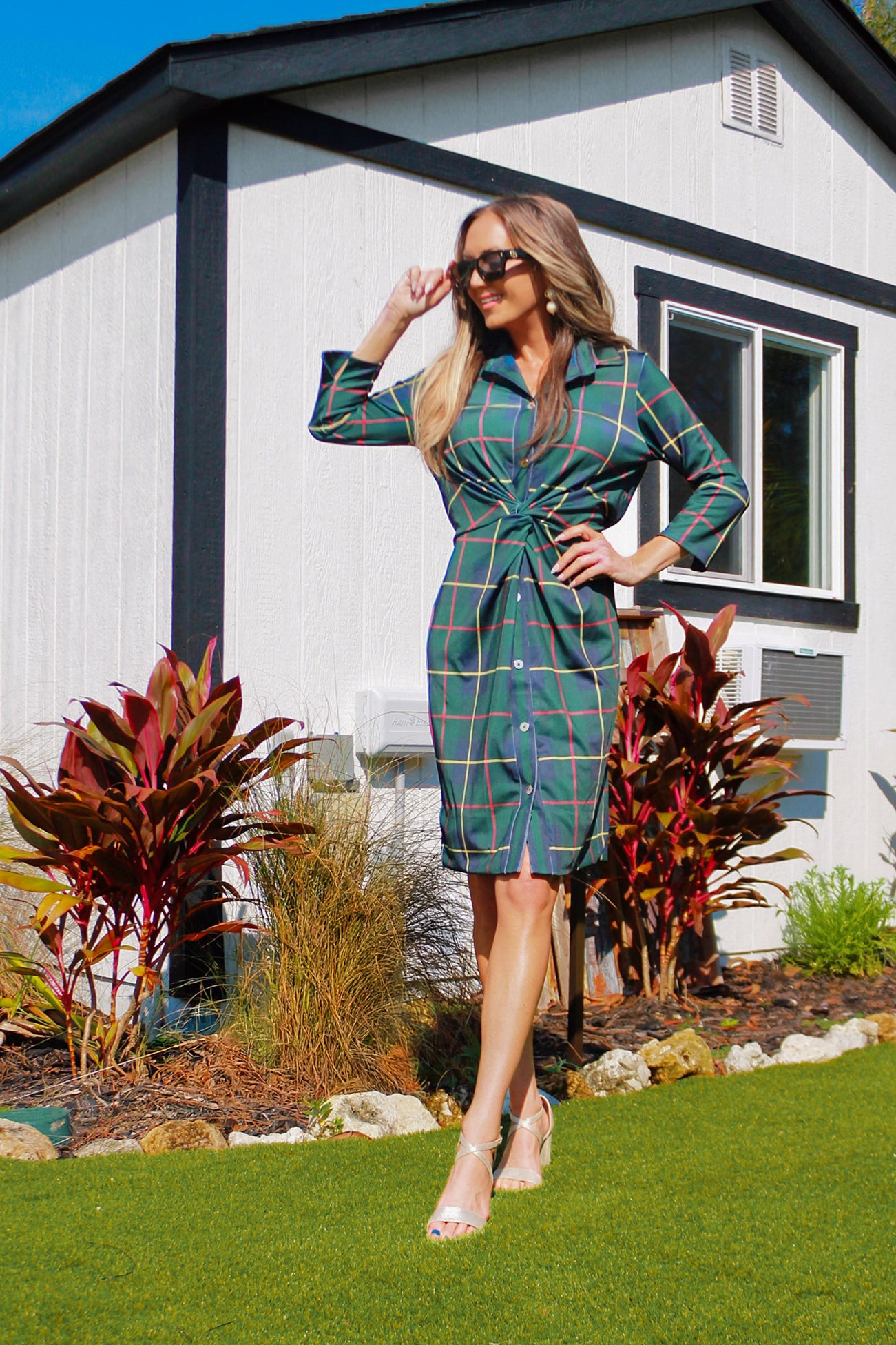 Gretchen Scott Twist and Shout Dress in Middleton Plaid Green XX-Large Gretchen Scott Twist and Shout Dress in Middleton Plaid Green XX-Large