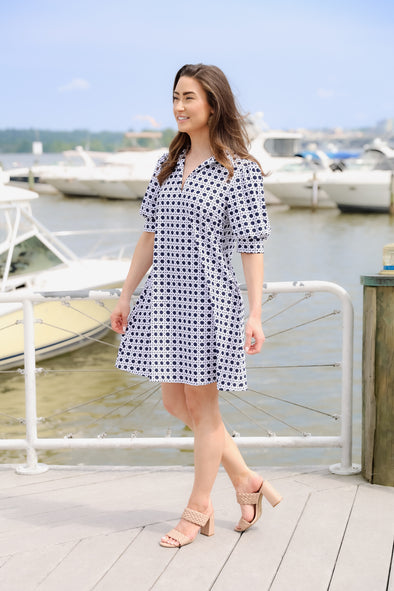 Jude Connally Emerson Dress - Petite Rattan Navy