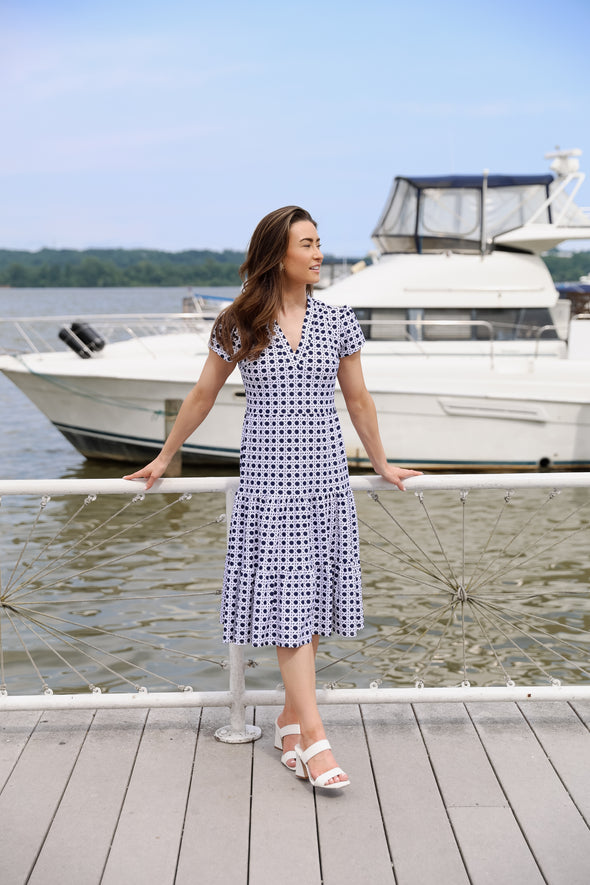Jude Connally Libby Dress - Petite Rattan Navy