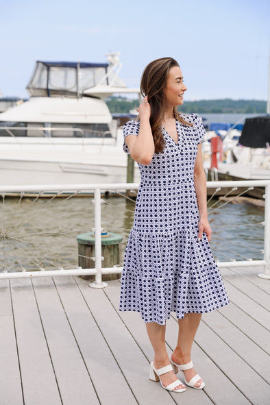 Jude Connally Libby Dress - Petite Rattan Navy