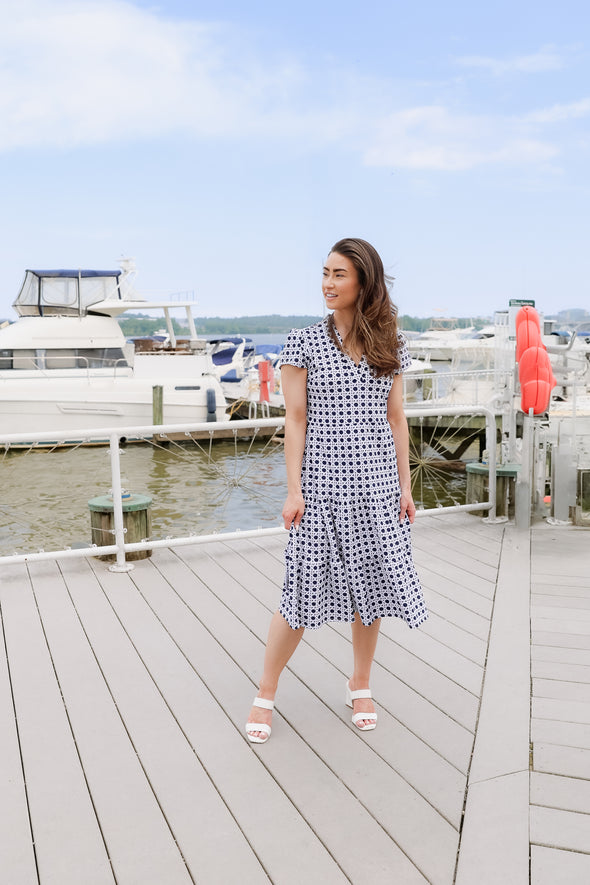Jude Connally Libby Dress - Petite Rattan Navy