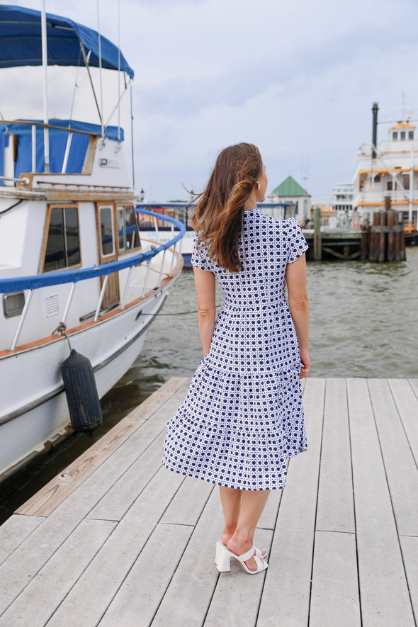 Jude Connally Libby Dress - Petite Rattan Navy
