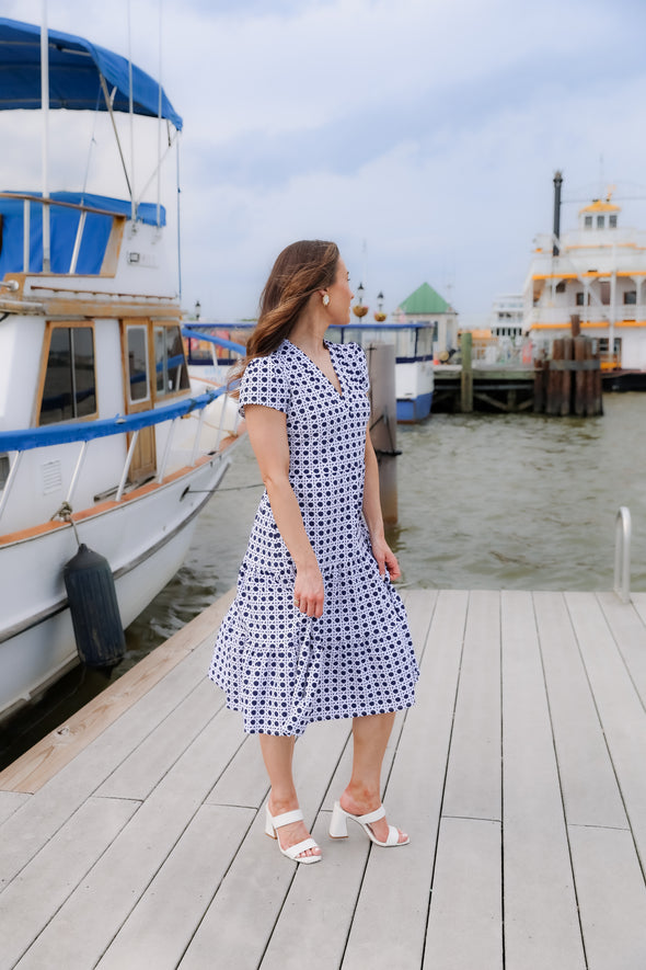 Jude Connally Libby Dress - Petite Rattan Navy