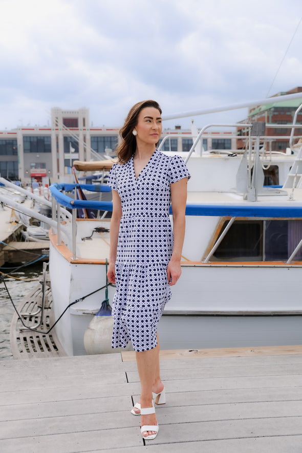Jude Connally Libby Dress - Petite Rattan Navy