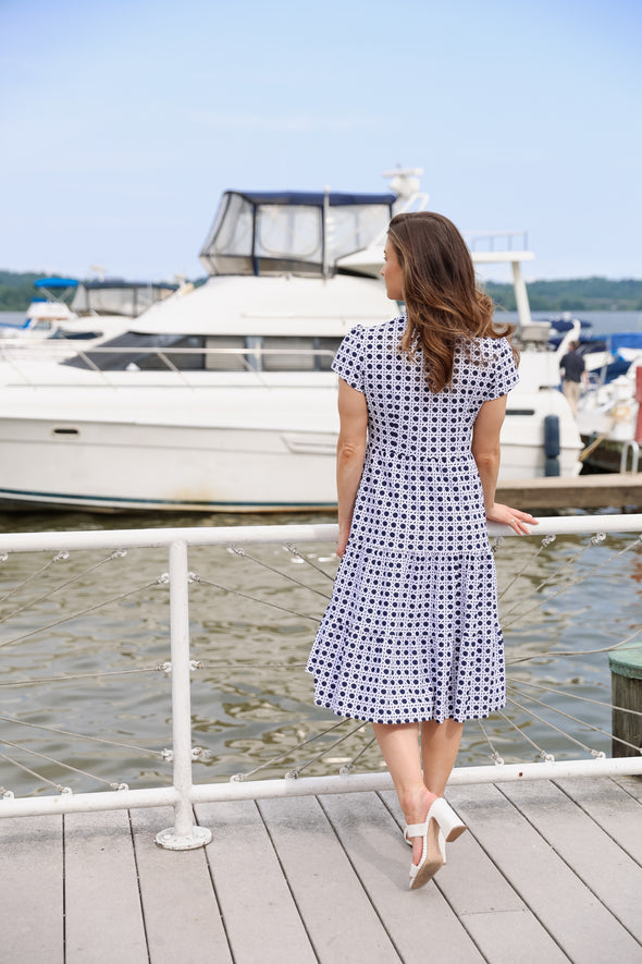 Jude Connally Libby Dress - Petite Rattan Navy