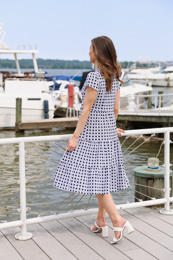 Jude Connally Libby Dress - Petite Rattan Navy