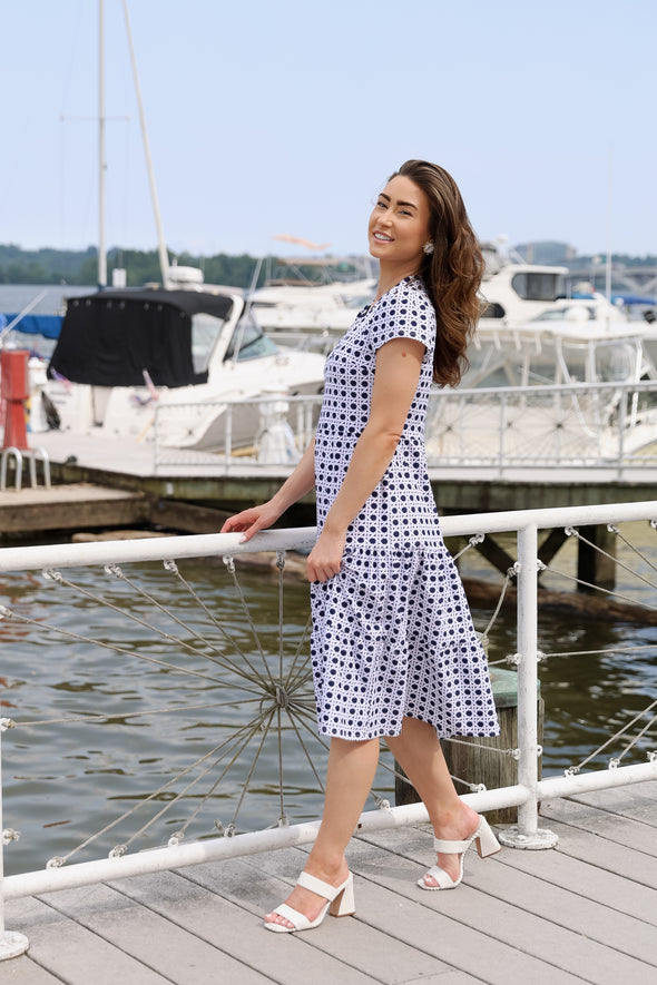 Jude Connally Libby Dress - Petite Rattan Navy