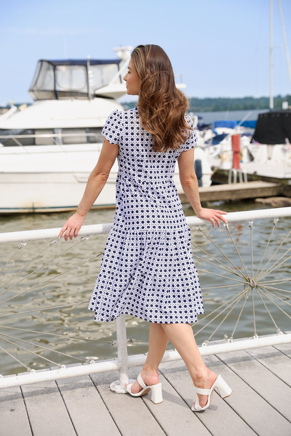 Jude Connally Libby Dress - Petite Rattan Navy