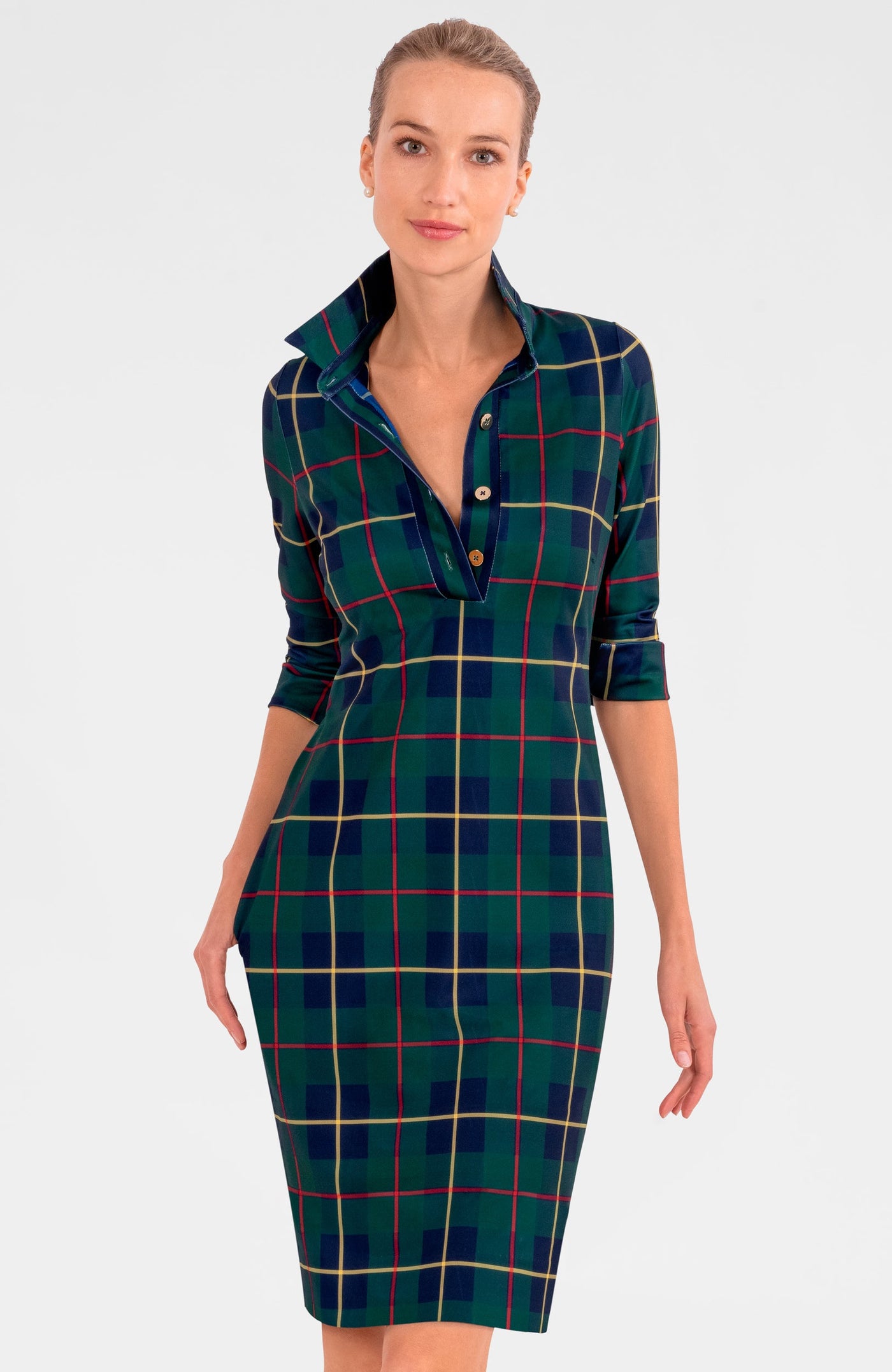 Gretchen Scott Everywhere Dress Plaidly Cooper Green Multi