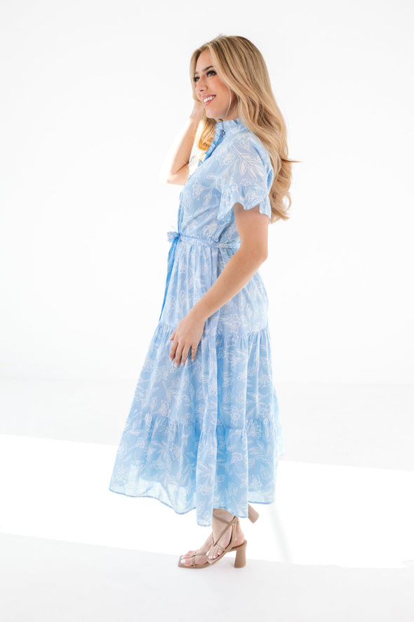 Side view of the J. Marie Janey Button Up Midi dress 