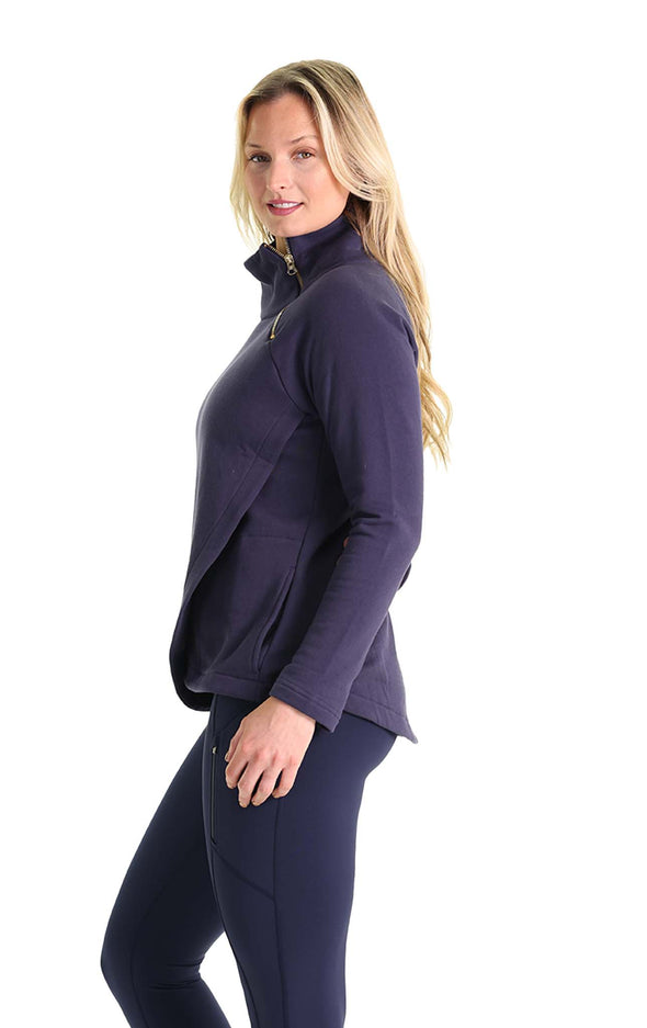 Side view of the Duffield lane Lexington sweatshirt with pockets