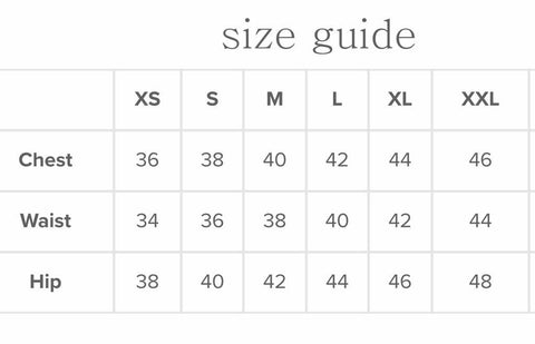 Size guide for the Islapayal Amalfi Maxi Dress - Hellenic Tiffany