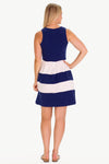 Back view of the Duffield Lane Ludington Pique Dress - Navy/White