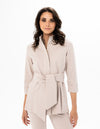 Front view of the Renuar Tie Front Jacket - Bone